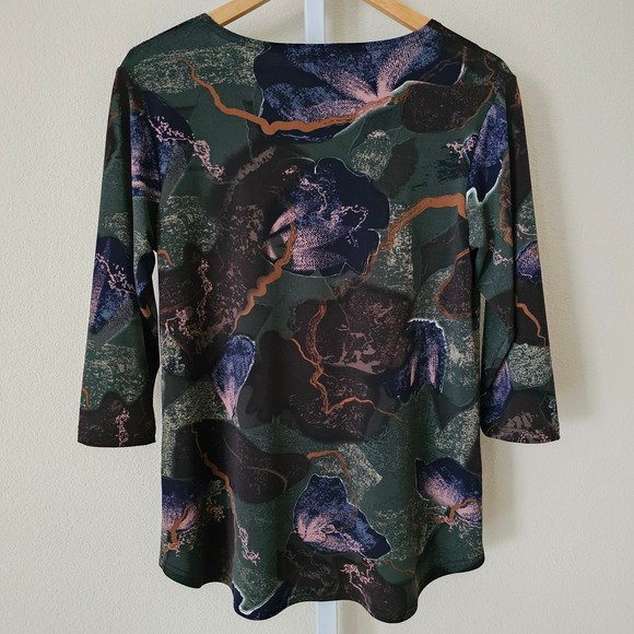 NWT SYMPLI Go to Classic T-Shirt Relax 3/4 Sleeve Abstract Floral Sz 10 - Picture 3 of 16